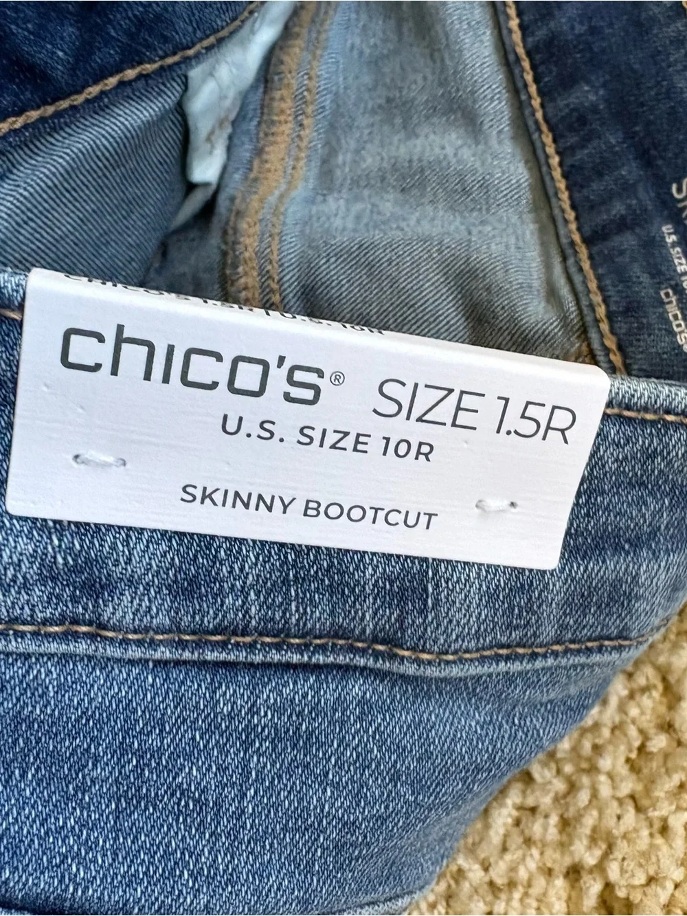 NWT Chico’s Skinny Bootcut Jeans Medium Wash‎ Stretch Denim Size 1.5R US 10R